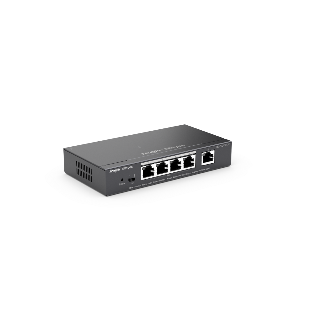 RG-ES205GC-P, 5-Port Gigabit Smart RUIJIE Cloud Mananged PoE Switch