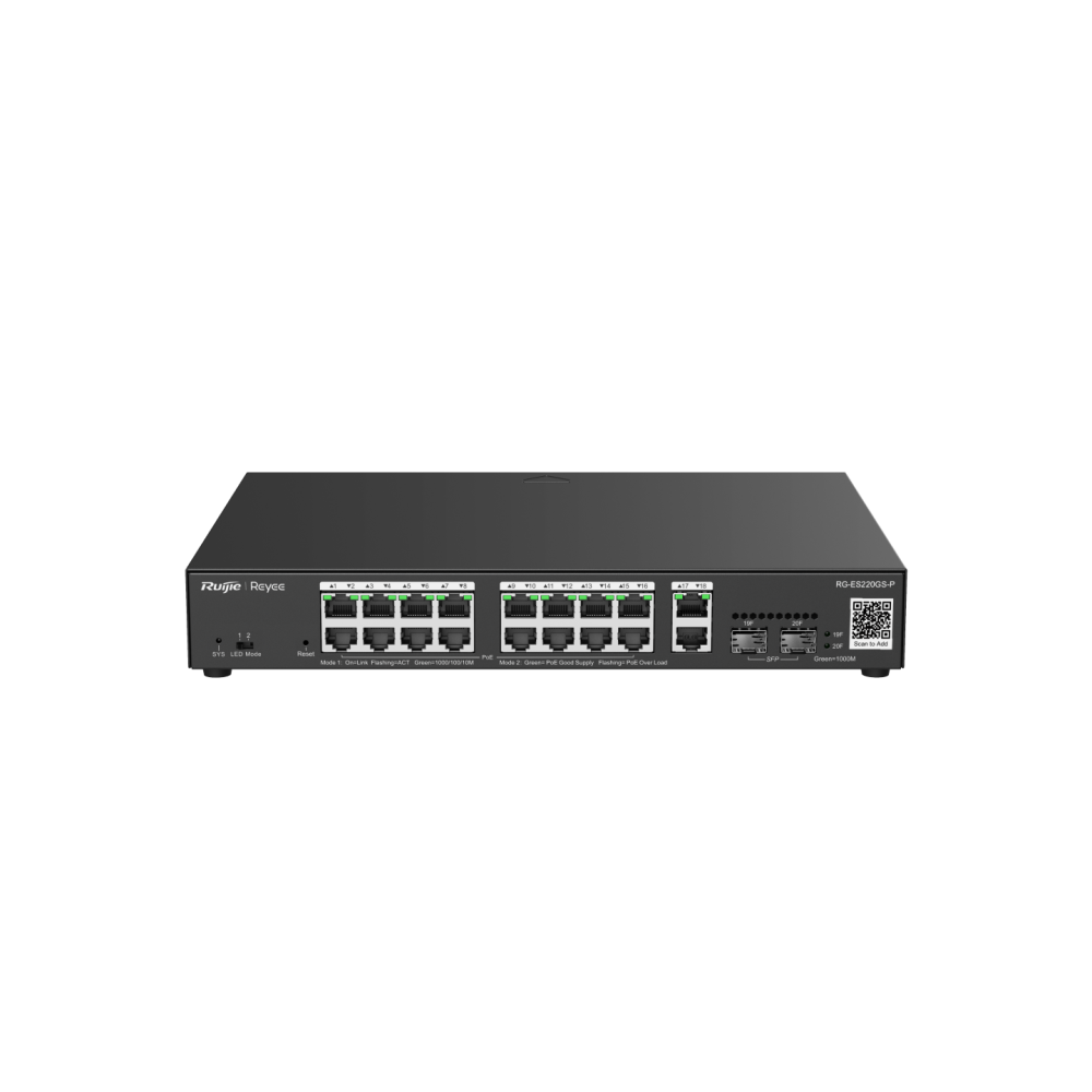 RG-ES220GS-P 20-Port Gigabit Smart RUIJIE Cloud Managed PoE Switch