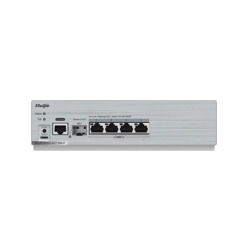 RG-PF2920U-4GT1MS-P, 4-Port Gigabit RUIJIE Enterprise-Class Indoor PoE Switch for Hybrid Cable Connection over All-Optical Ethernet, with 2.5GE Uplink
